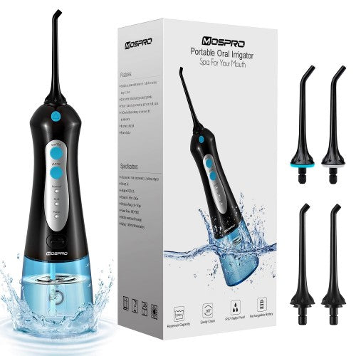 MOSPRO Electric Water Flosser, Dental Oral Irrigator with 4 Jet Tips, 3 Modes, 300ML Water Tank, USB Rechargeable for Teeth, Gums, Braces, Dental Care MOSPRO Electric Water Flosser, Dental Oral Irrigator with 4 Jet Tips, 3 Modes, 300ML Water Tank, USB Rechargeable for Teeth, Gums, Braces, Dental Care